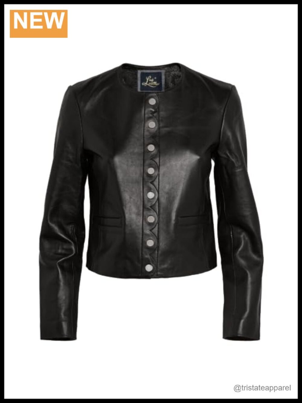 Women's Real Lambskin Leather Snap Button Jacket, Long Sleeve with Pockets β